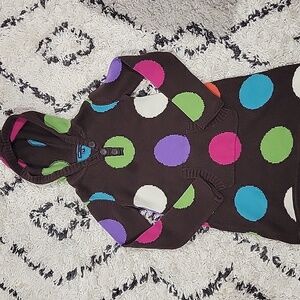 Gap Kids Brown Polka Dot Knit Hoodie Kanga Pocket Size Medium (8)
